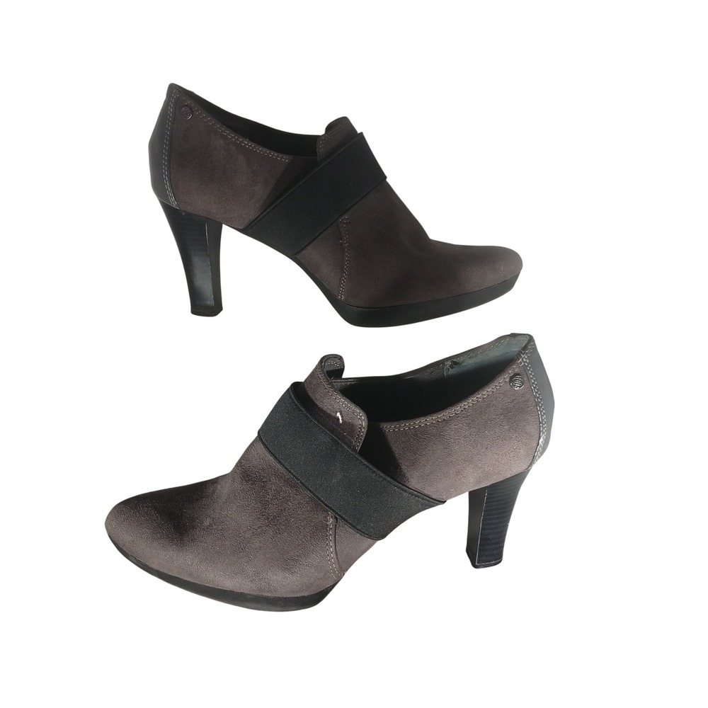 Dana Buchman Shootie Heels 10 Charcoal Gray Elastic Strap Office Professional
